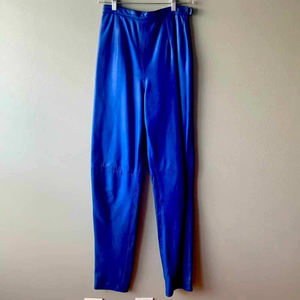 Blue leather pants - size 6